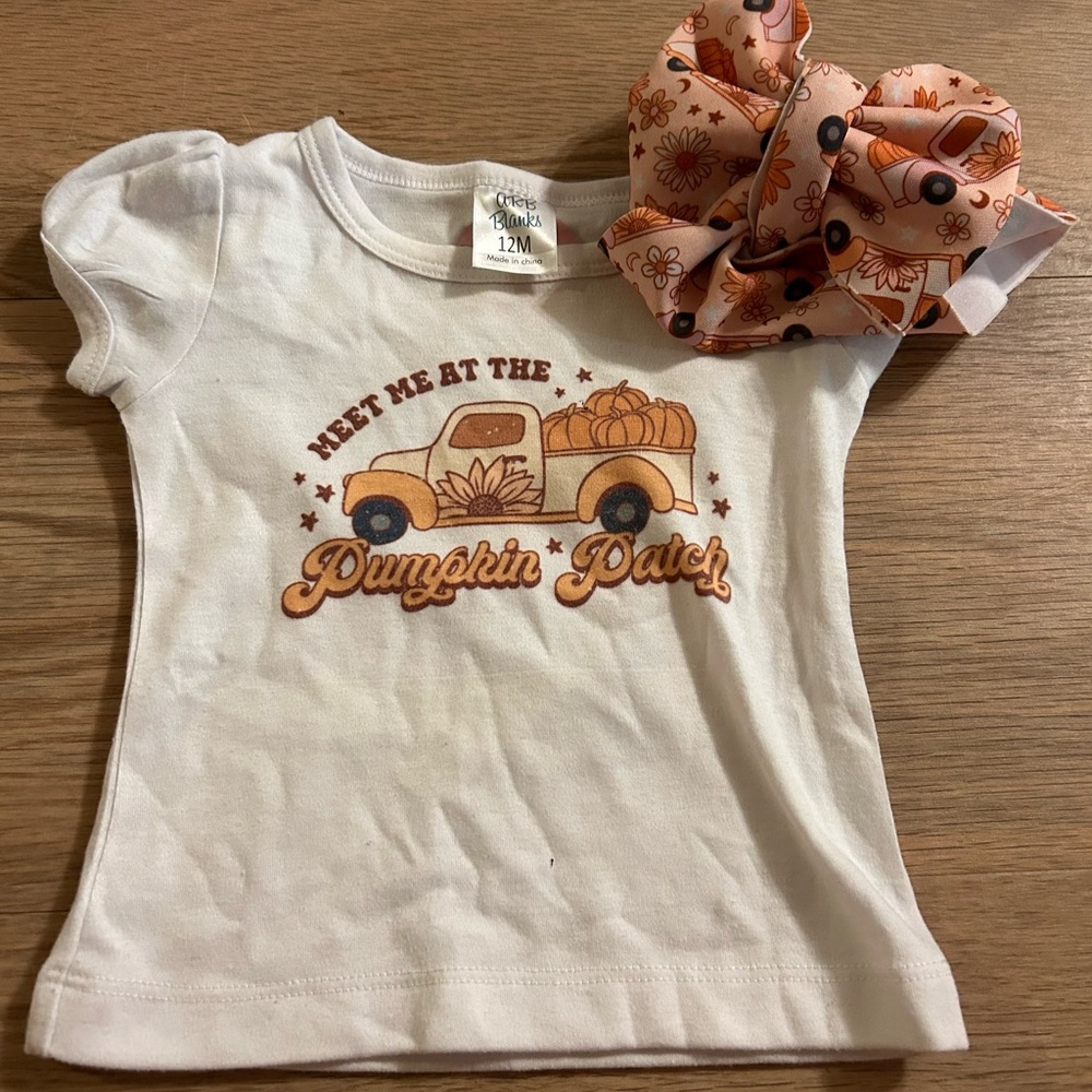 Pumpkin patch shirt and bow